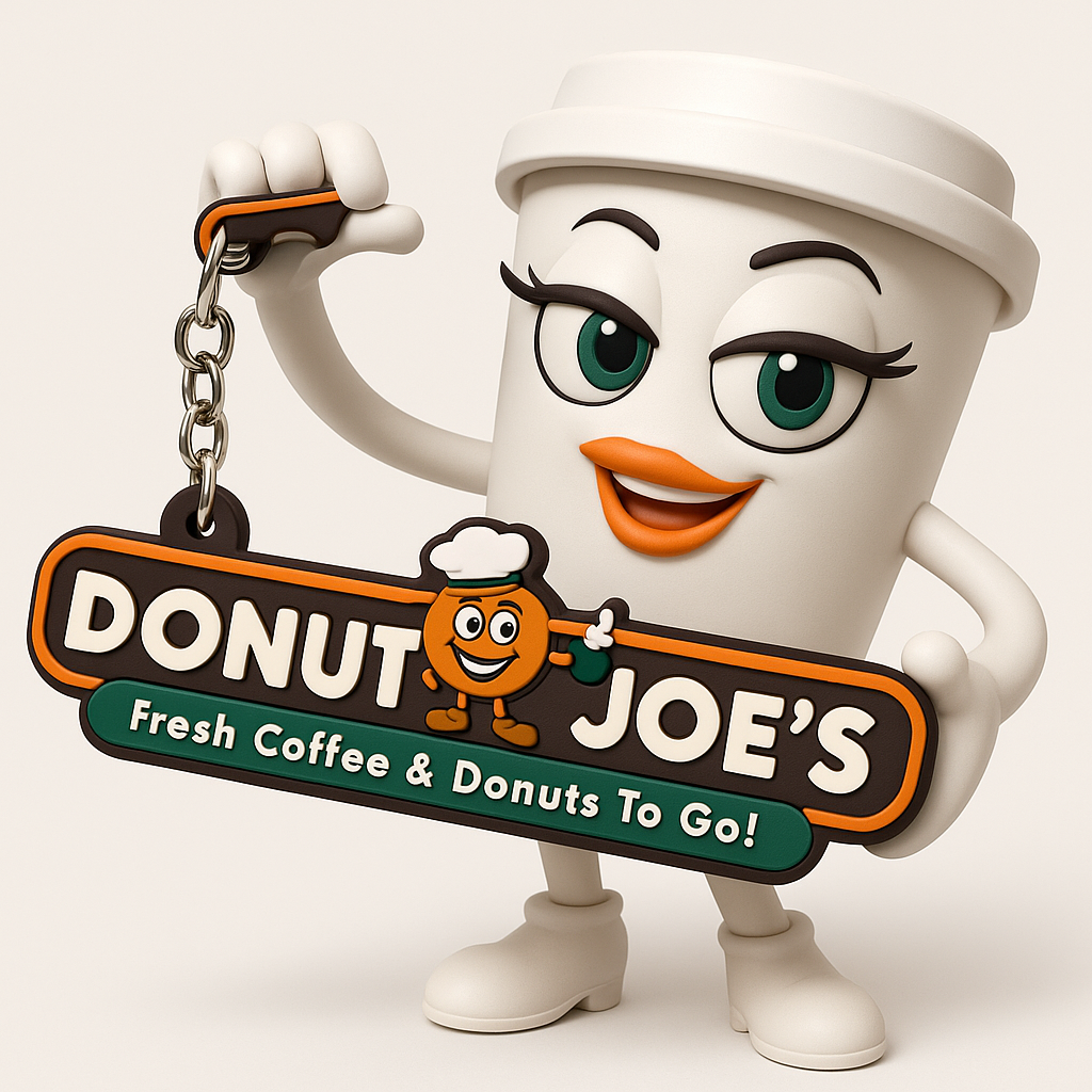 Official Donut Joe’s 3D Rubber Logo Keychain